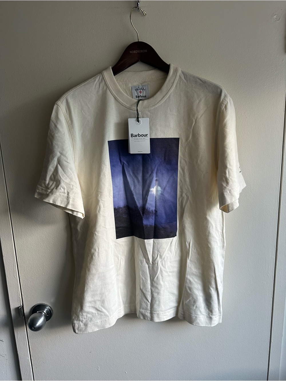 RARE Noah x Barbour Men’s Cream Graphic Short-Sleeve Tee NWOT US M